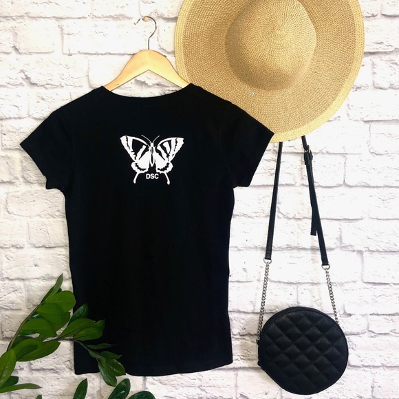 Cross & Butterfly T-Shirt, Religious Shirt, Faith Clothing, Trendy Shirt - Black - Picture 2 of 2